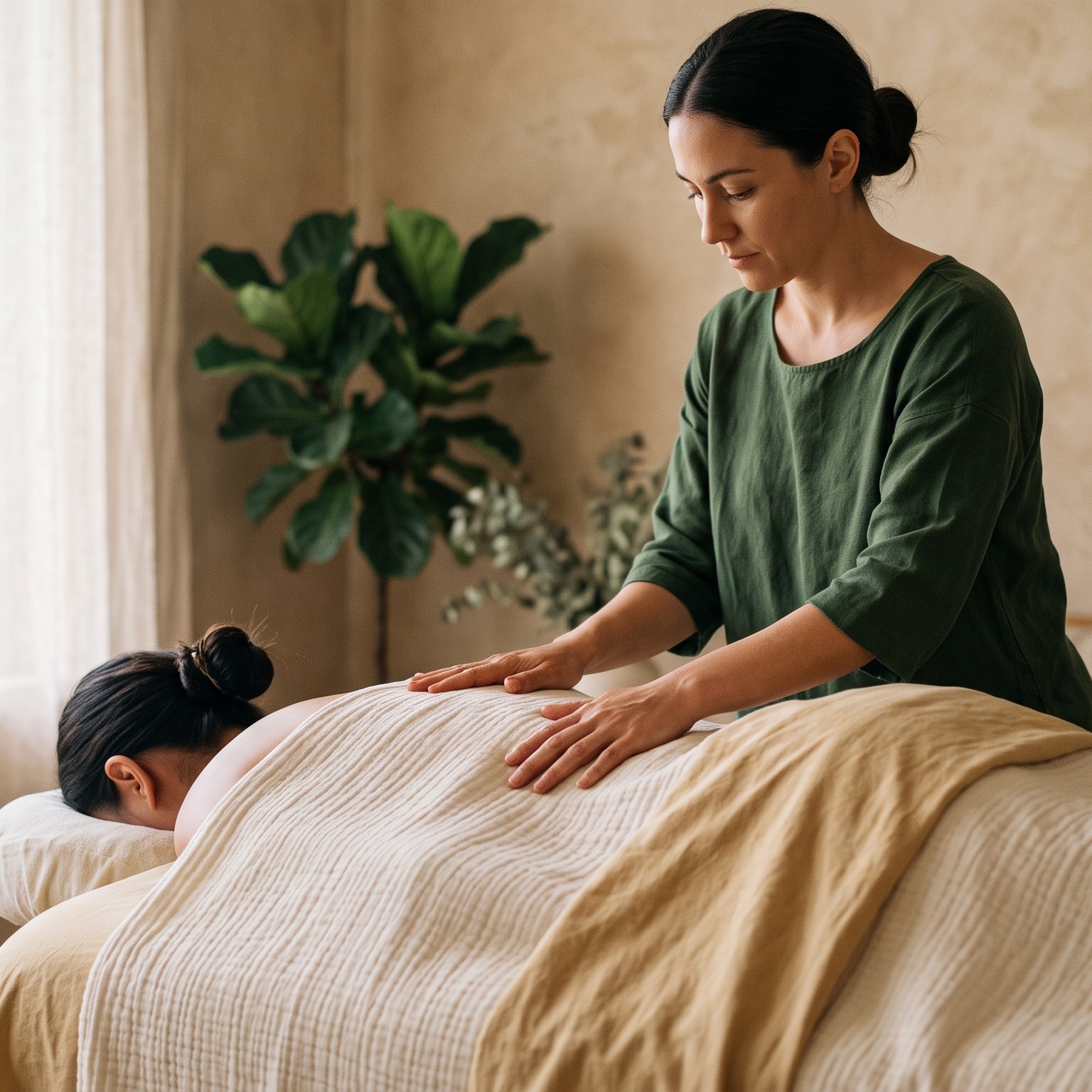 Ruhige Massage in sanftem Licht