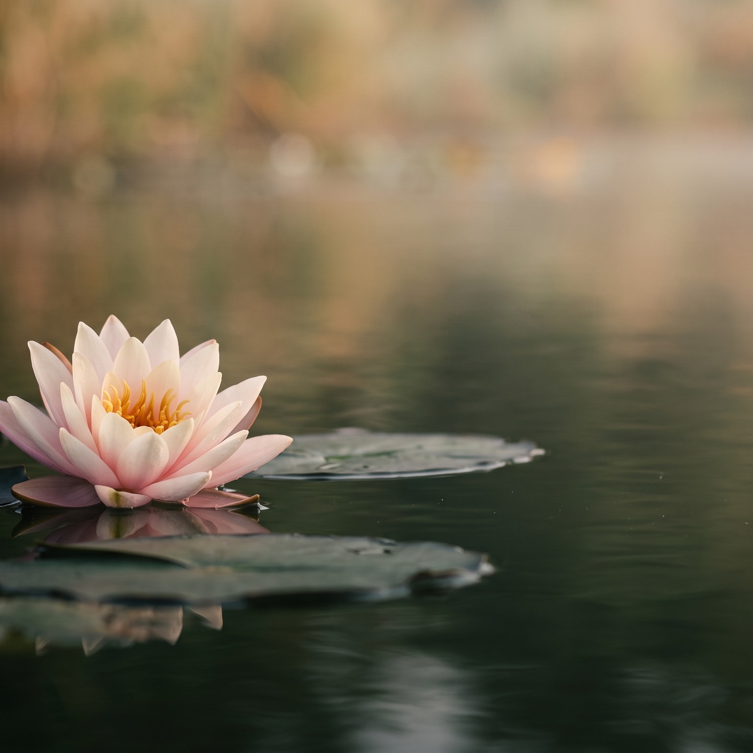 Lotusblüte auf ruhigem Wasser